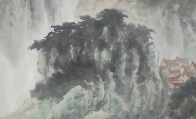 国画大师曹振君山水画《春雨》欣赏局部